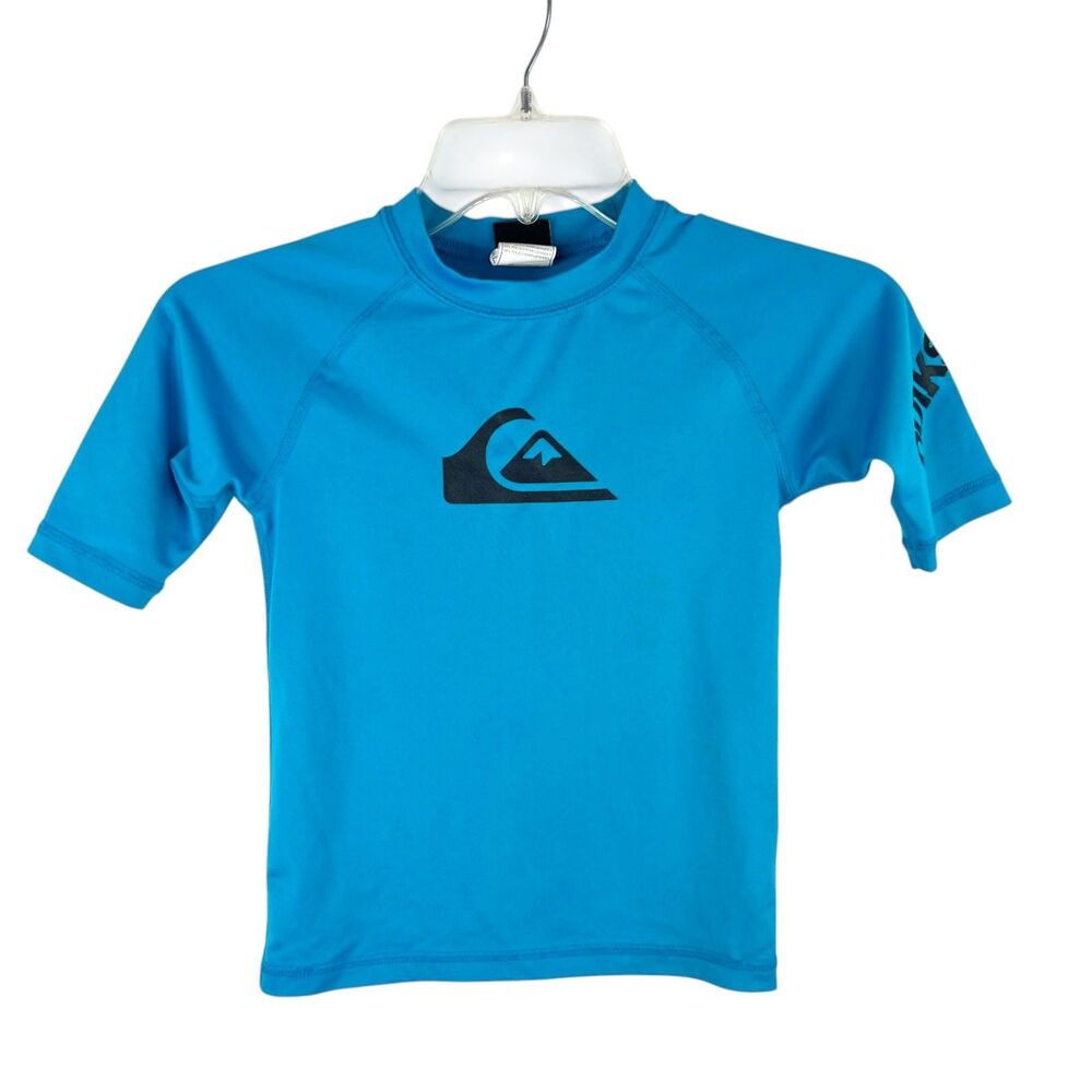 Quiksilver Rash Guard Youth 6 Blue Short Sleeve Swim Beach Kids Boys